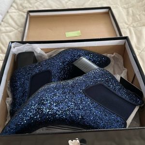 Blue Glitter Ankle Boots Brand New In Box